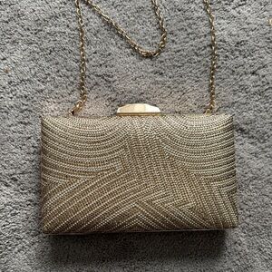 Lulu Townsend Gold Chain Clutch